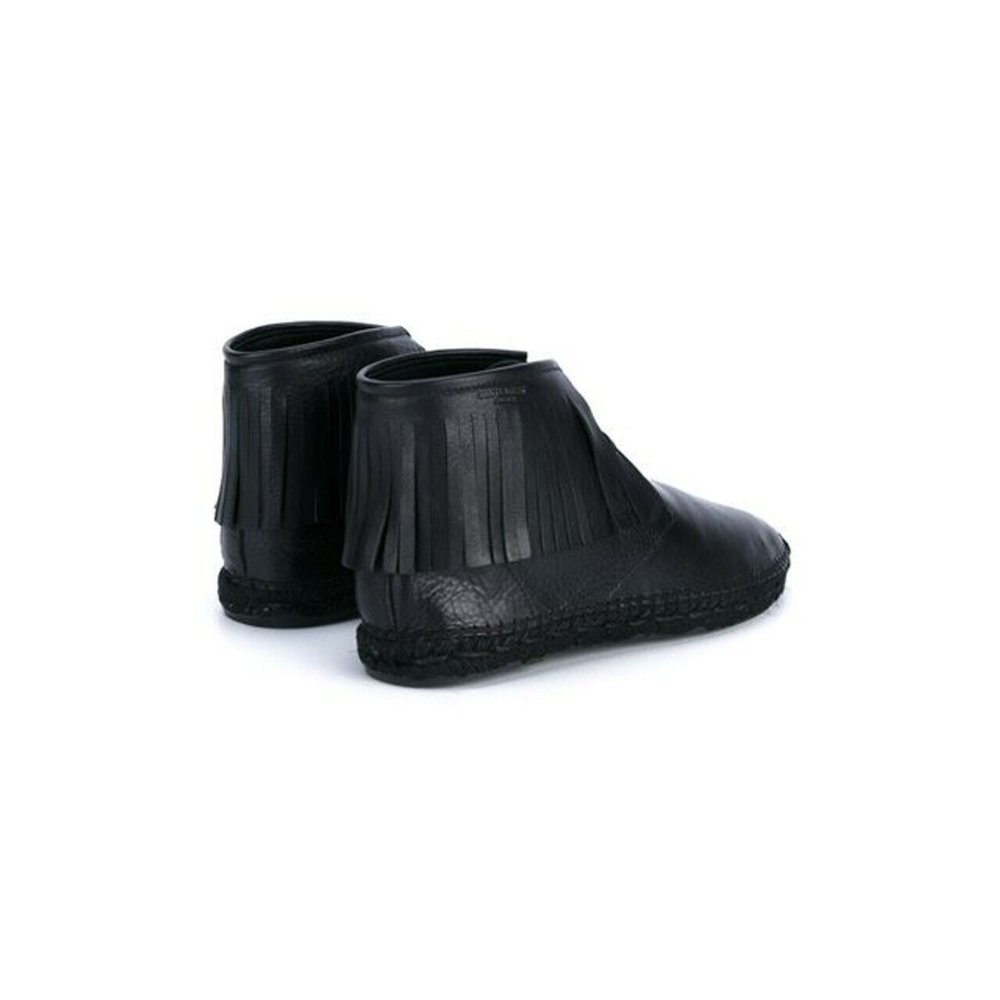 Saint Laurent Men's Black Leather Fringed Mid Top Espadrilles Moccasin 39 US 6 - Picture 3 of 8